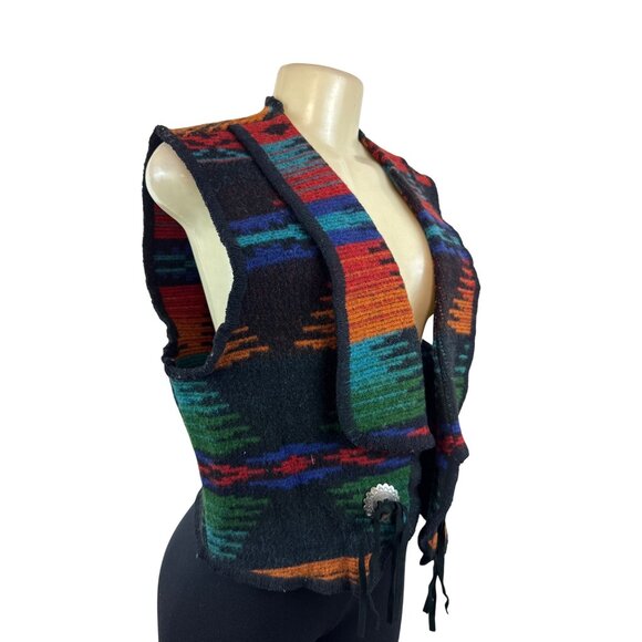 Woolrich Women's Multicolor Southwestern Wool Sleeveless Vest Sz L - Picture 2 of 7